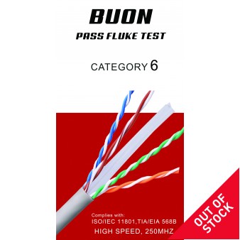 BUON 50 UTP CAT6 CABLE WITH PASS FLUKE TEST CCA 0.57MM 23AWG CCA WHITE 100M